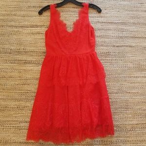 BCBG Red Lace Tierd Dress